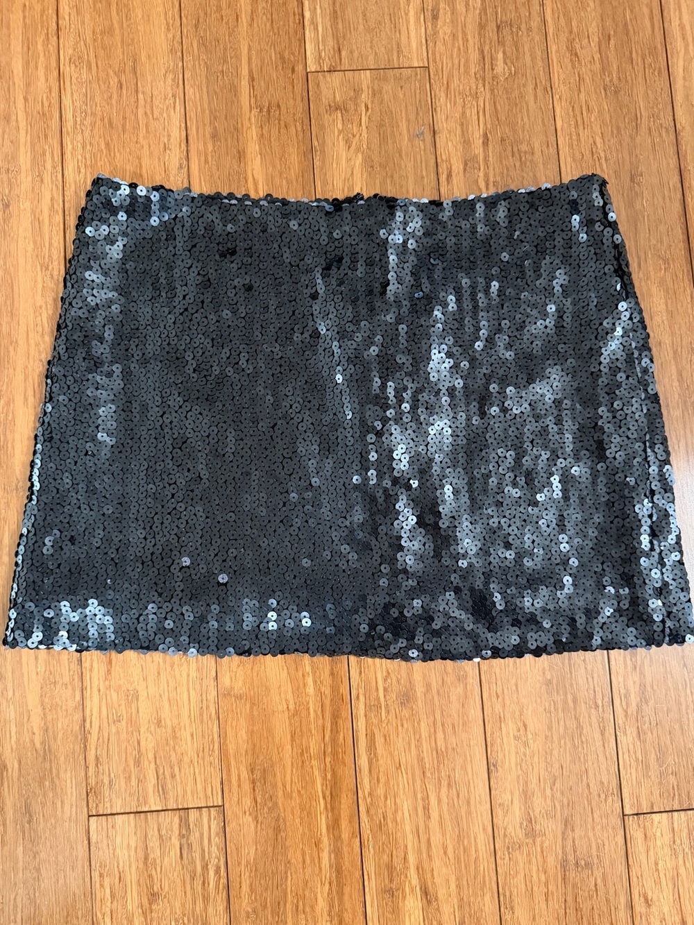 CHANEL Black Sequin Mini Skirt, CC logo zipper pull